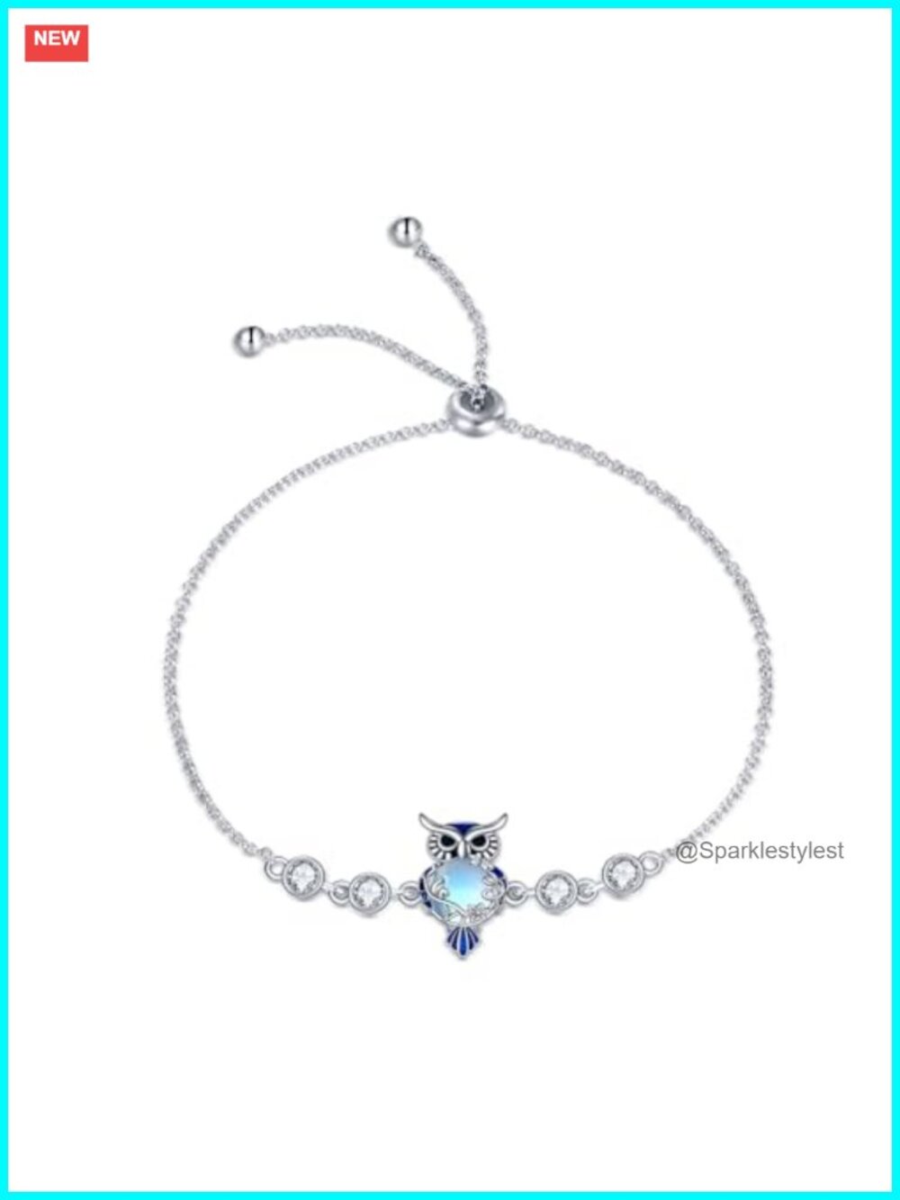 Sterling Silver Owl Link Bracelet Adjustable Chain Women's Jewelry Gift